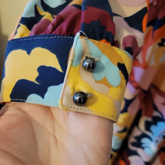 G.I.L.I. Knit Maxi Dress Multi Floral Print Jetsetter Long Sleeve - NWOT Med. - Picture 4 of 10